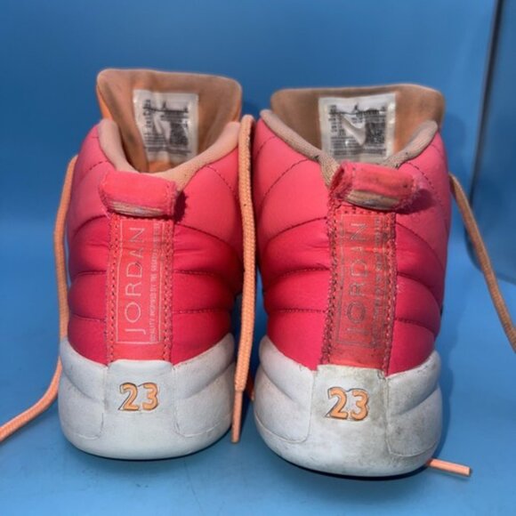 Nike Kids 1Y Jordan 12 Reto Sunrise Basketball Sneakers Orange Pink 510816-601 - Picture 7 of 12